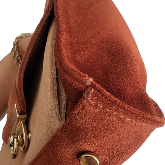 Sezane Tiger Terra Crossbody Bag Purse Chain Strap Suede Leather - Picture 7 of 7